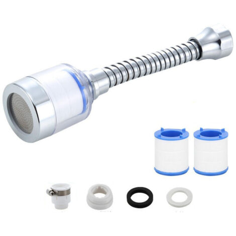 Filtro de grifo giratorio de 360 grados, filtro de agua para fregadero, 1 filtro de agua para grifo y 2 cartuchos de filtro, fácil de instalar. (1/5)