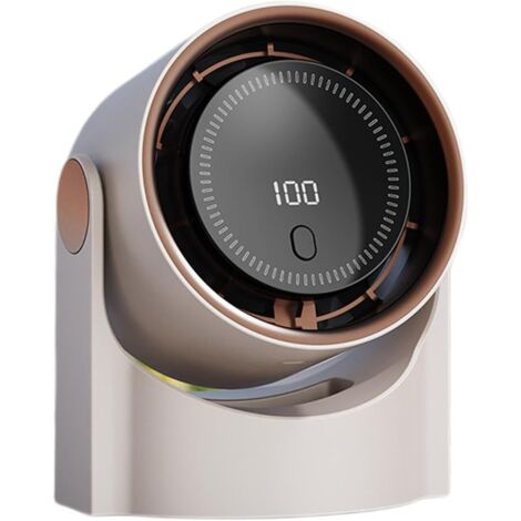 Ventilador sin aspas, pantalla digital, silencioso, portátil, carga USB, 13 x 8,4 x 16 cm, beige