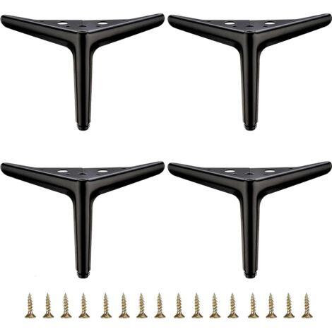Patas de metal para muebles, patas para muebles de bricolaje, patas para sofás y sillas, juego de 4, negras, 12 cm.