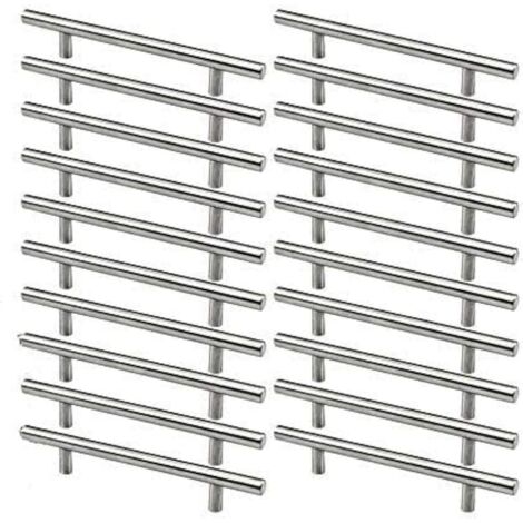 Juego de 20 tiradores de acero inoxidable para armarios de cocina, tiradores para muebles de cocina, distancia entre centros de 128 mm, acabado cepillado. (1/5)