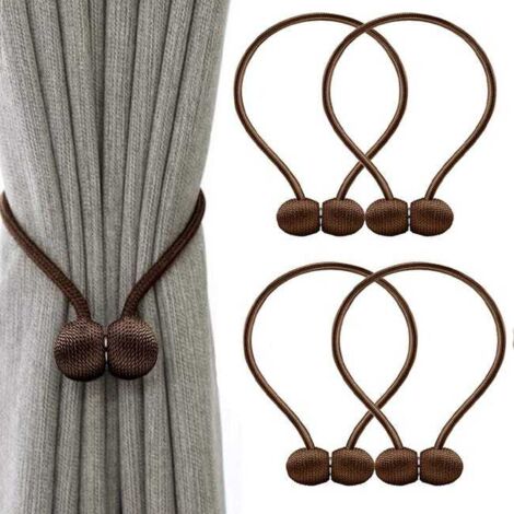 Correas magnéticas para cortinas con hebilla, presilla para casco, longitud total 48 cm (marrón) (1/5)