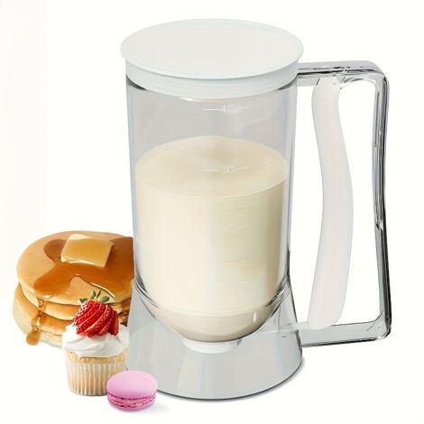 dispensador de masa para cupcakes, 4 vasos con asas para panqueques, cupcakes, galletas, helado, regalo de inauguración de casa (blanco) (1/5)