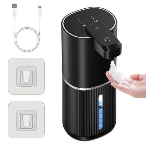 Dispensador automático de jabón, 380 ml, recargable por USB, sensor infrarrojo, apto para cocina y baño, color negro. (1/5)