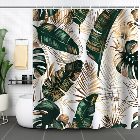 Cortina de ducha romántica abstracta de estilo bohemio, impermeable, de poliéster, 180 x 180 cm (71 x 71 pulgadas) (1/5)