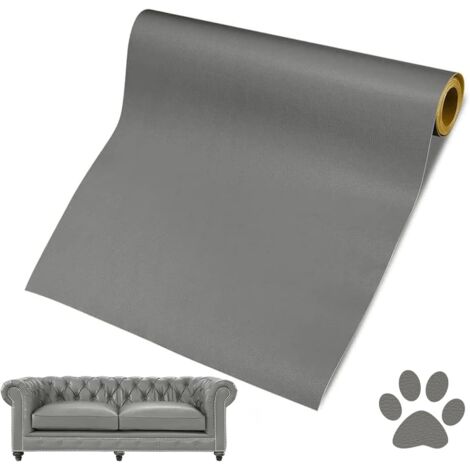 Parche de reparación de cuero, para restaurar y renovar muebles de cuero, sofás, asientos de coche, gris, 35 x 137 cm (1/5)