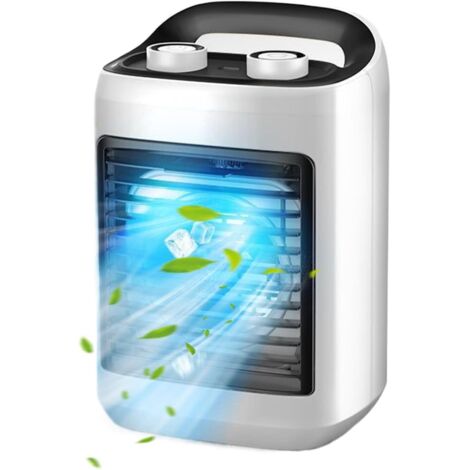 Enfriador de aire pequeño y silencioso con depósito de agua para el hogar, la oficina, viajes y camping. 9,84 x 6,5 x 4,92 pulgadas