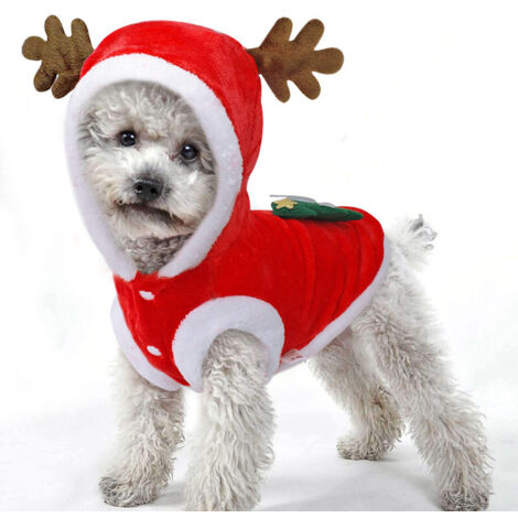Disfraces navideños para perros, disfraces de Papá Noel, ropa de invierno abrigada para mascotas (talla XS)