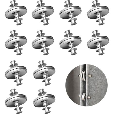 12 pares de presillas magnéticas redondas para cortinas, aptas para cortinas de ducha, cortinas de hogar y de hotel, 25 mm (1/5)