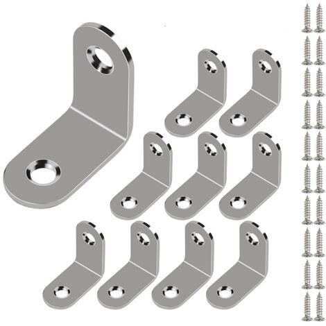 Paquete de 10 escuadras de acero inoxidable, escuadras de borde cuadrado (con tornillos), borde redondeado de 30 x 30 mm