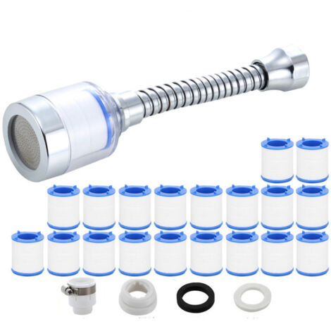 Filtro de grifo giratorio de 360 grados, filtro de agua para fregadero, 1 filtro de agua para grifo y 19 cartuchos de filtro, fácil de instalar. (1/5)