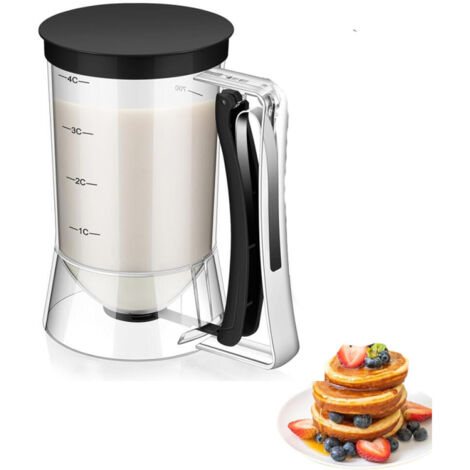 1 dispensador de masa para cupcakes, 4 vasos con asas para panqueques, cupcakes, galletas, helado, regalo de inauguración de casa (negro) (1/5)