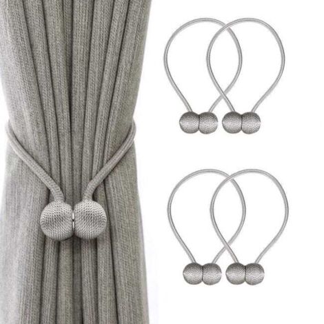 Correas magnéticas para cortina con hebilla, presilla para casco, longitud total 48 cm (gris) (1/5)