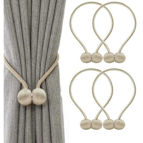 Correas magnéticas para cortina con hebilla, presilla para casco, longitud total 48 cm (beige) (1/5)