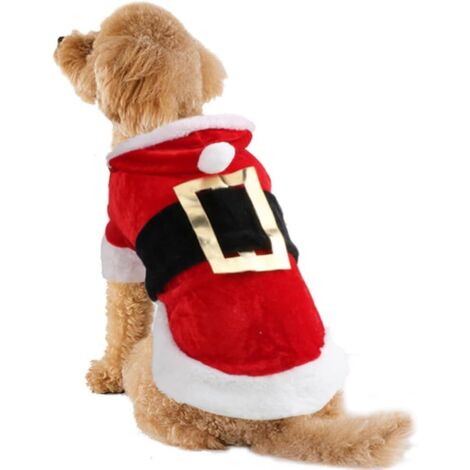 Disfraz de Papá Noel para perros, ropa de algodón puro para mascotas, traje de invierno con capucha, (XS)