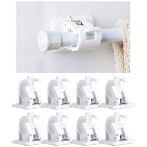 Soporte para barra de cortina, juego de 8 piezas, soporte para barra, gancho autoadhesivo, barra de cortina y accesorios de baño (1/5)