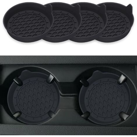 Posavasos universales de silicona para portavasos, con caja, antideslizantes, accesorios para el interior del coche, juego de 4, negros. (1/5)
