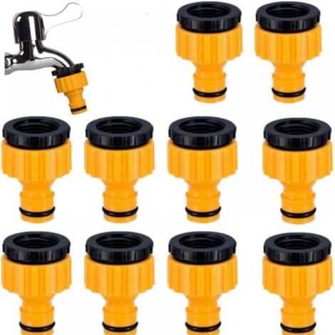 Paquete de 10 conectores roscados para grifos – Conectores 2 en 1 BSP de 1/2" - 3/4" – Para grifos roscados (1/5)