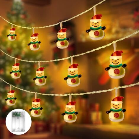 Guirnalda de luces con forma de muñeco de nieve, 3 m, 30 LED, para jardín, hogar y fiestas (blanco cálido). (1/5)
