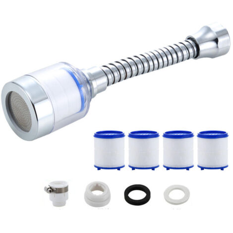 Filtro de grifo giratorio de 360 grados, filtro de agua para fregadero, 1 filtro de agua para grifo y 4 cartuchos de filtro, fácil de instalar. (1/5)