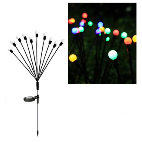 Juego de 4 guirnaldas de luces solares para exteriores, 10 LED, resistentes al agua IP65, para jardín, patio, arbustos y decoración (multicolor). (1/5)