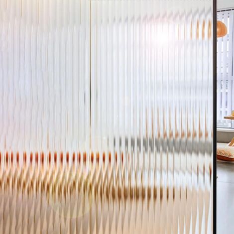 Lámina esmerilada para ventanas - Lámina decorativa con rayas verticales para baño, salón u oficina - 60 x 400 cm