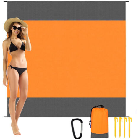 Manta de playa, esterilla de picnic portátil, adecuada para la playa, acampada, senderismo, picnic, color naranja (200140 cm).