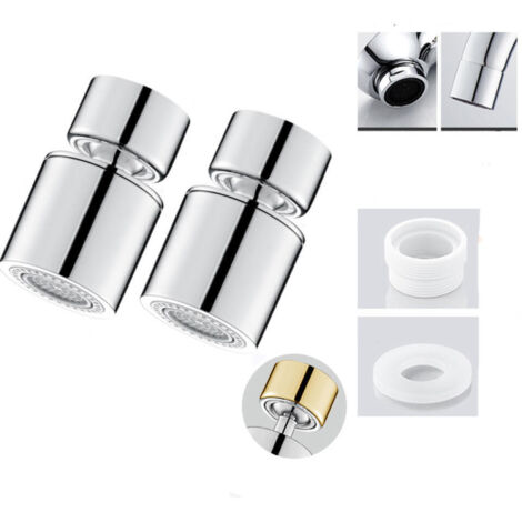 Aireador para grifo, aireador para grifo de cocina giratorio de 360°, 2 tipos de chorro, color plata, ángulo de 45°, 2 piezas. (1/5)