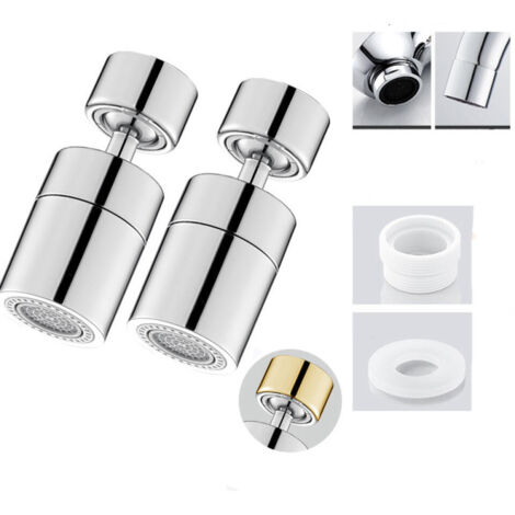 Aireador para grifo, aireador para grifo de cocina giratorio de 360°, 2 tipos de chorro, color plata, ángulo de 80°, 2 piezas. (1/5)
