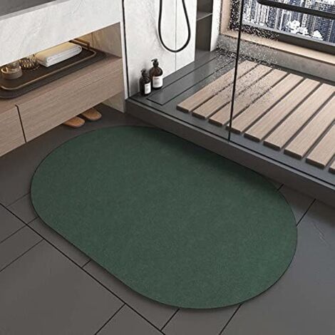 Alfombrilla de baño de secado rápido de tierra de diatomeas, alfombrilla para suelo de baño y cocina, ovalada (4060 cm), verde oscuro. (1/5)