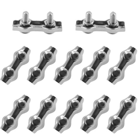 Paquete de 12 bridas dúplex M2 de acero inoxidable 304 para cables de 1,5 mm, para jardín, cables y terrazas. (1/5)
