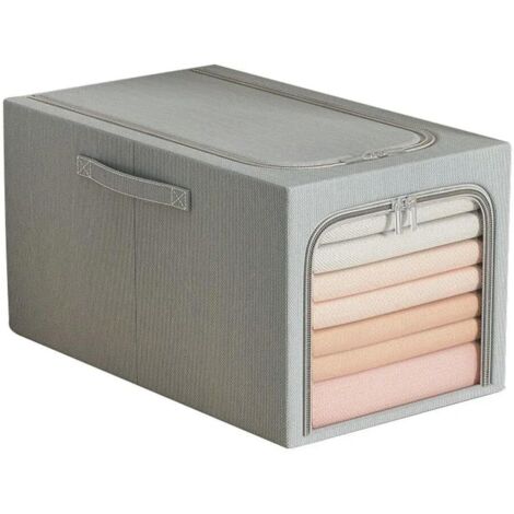 Caja de almacenamiento de tela apilable con ventana transparente, plegable, 55 L, 1 unidad (gris) (1/5)