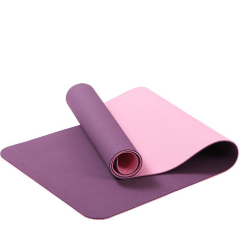 Esterilla de gimnasia, yoga y fitness, antideslizante, con correas, 183 x 61 x 0,6 cm, color morado. (1/5)