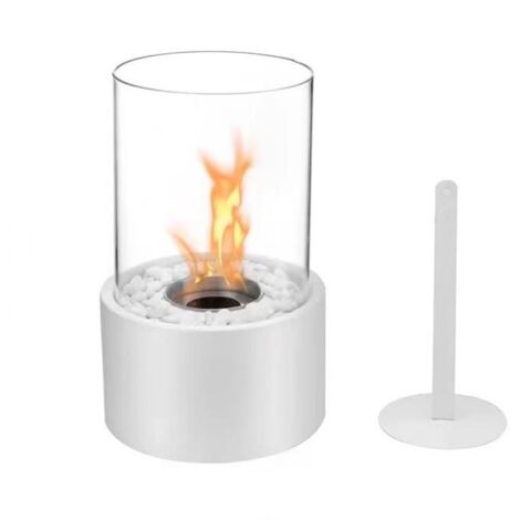 Brasero portátil cubierto para mesa, ideal para patios, cocina y comedores al aire libre  Braseros y chimeneas exteriores  Blanco, 12 x 22 cm.