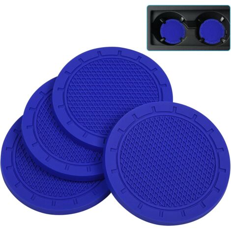 Posavasos para coche, juego de 4, PVC, accesorio interior antideslizante universal (azul oscuro) (1/5)
