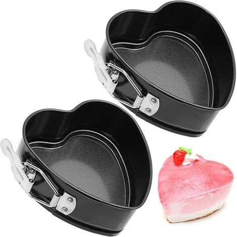 Moldes redondos antiadherentes para pasteles, moldes con forma de corazón, moldes desmontables, de 11 cm de diámetro, adecuados para hacer pasteles y repostería suaves.