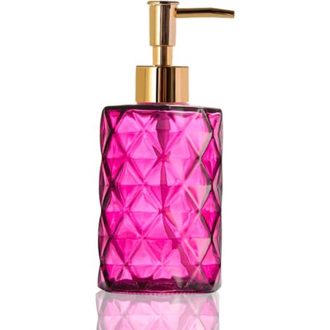 Dispensador de jabón de vidrio con bomba, apto para jabón de manos, jabón líquido y lavavajillas líquido (330 ml, morado).