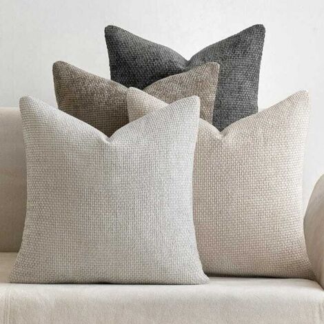 Juego de 4 fundas para cojines de sofá, decoración suave y neutra, estilo bohemio y rústico, para sofá, dormitorio o sala de estar.
