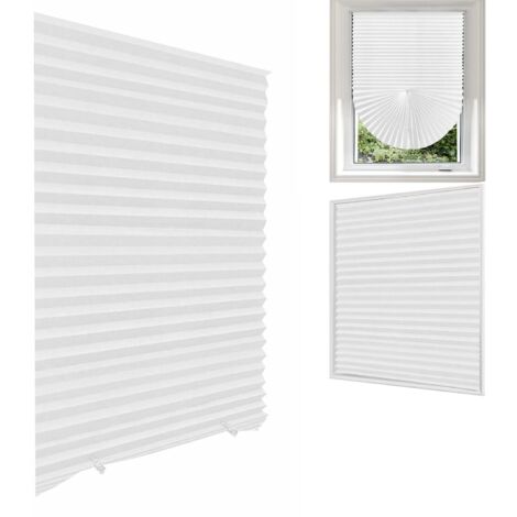 Persianas plisadas autoadhesivas, aptas para oficinas, salas de estar y dormitorios, semiopacas, fáciles de instalar, blancas, 1 unidad (90 x 180 cm).