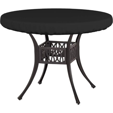 Mantel redondo impermeable, apto para muebles de jardín y mesas de centro (104 cm de diámetro x 10 cm de altura, color negro).