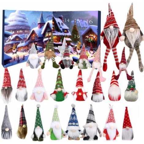 Calendario de Adviento de Gnomos 2025, Calendario de Adviento de Gnomos 2025 con 24 muñecos de elfos coleccionables, Figura decorativa navideña