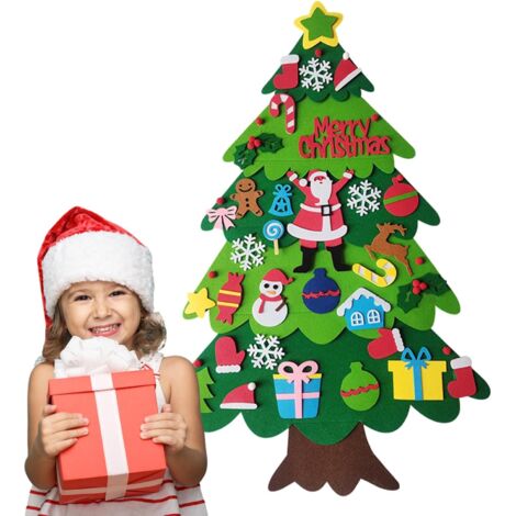 Kit para armar un árbol de Navidad de fieltro con adornos desmontables, ideal para decorar la pared.
