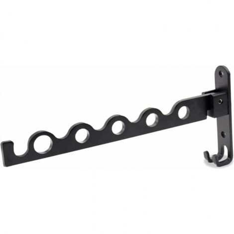 Perchero plegable de pared de aluminio negro para baño - 31,2 x 14,3 x 3,1 cm
