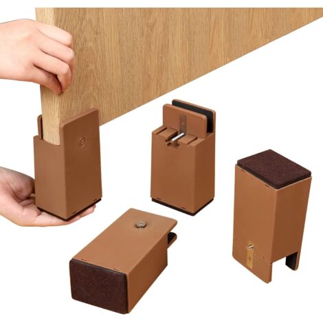 Elevador de muebles ajustable, elevador de silla de 10 cm de altura, apto para muebles con un diámetro de 1 a 3,7 cm (marrón, juego de 4 piezas).