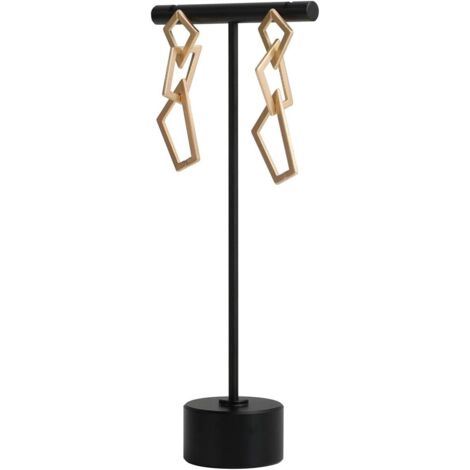 Soporte de exhibición de pendientes en forma de T de metal color dorado, expositor de joyería de escritorio, adecuado para mujeres y niñas [Negro, 13,5 cm]