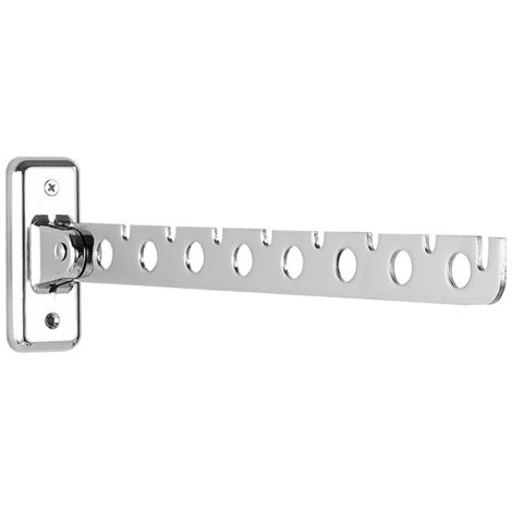Tendedero de ropa plegable de pared en acero inoxidable - tendedero de pared - apto para dormitorios, salones y balcones (plateado, 8 agujeros)