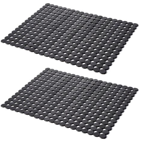 Alfombrillas decorativas para fregadero (juego de 2) - Protege tu fregadero de la suciedad y los arañazos - Alfombrillas extragrandes de PVC - Color negro