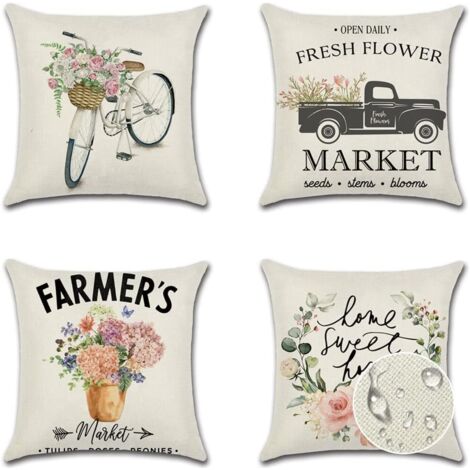 Fundas de cojín de 45 x 45 cm con estampados florales y de animales, impermeables, ideales para decorar sofás, salones y dormitorios, juego de 4 unidades.