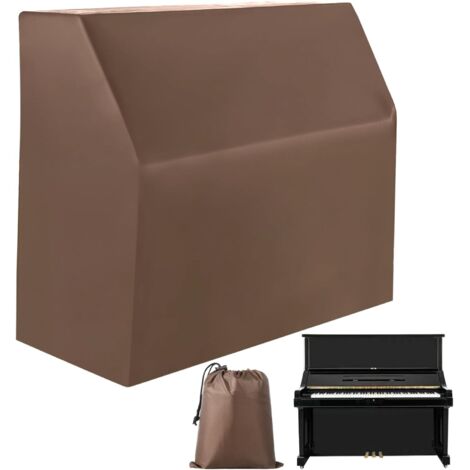 Funda para piano vertical fabricada en tela Oxford 420D, que protege del sol, la humedad y el polvo. Dimensiones: 153 × 60 × 110 cm, color café.