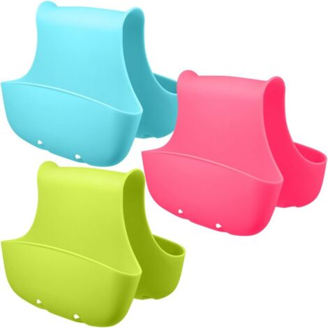 Bandeja de silicona para fregadero, soporte para esponja, cesta para cepillos, kit de almacenamiento y organización de cocina.