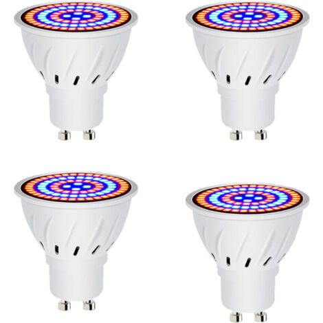 Bombilla LED GU10 para cultivo, espectro completo, ideal para plantas de interior, huertos, invernaderos y más, paquete de 4 (80 LED).